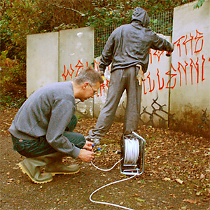 martin installing microphones